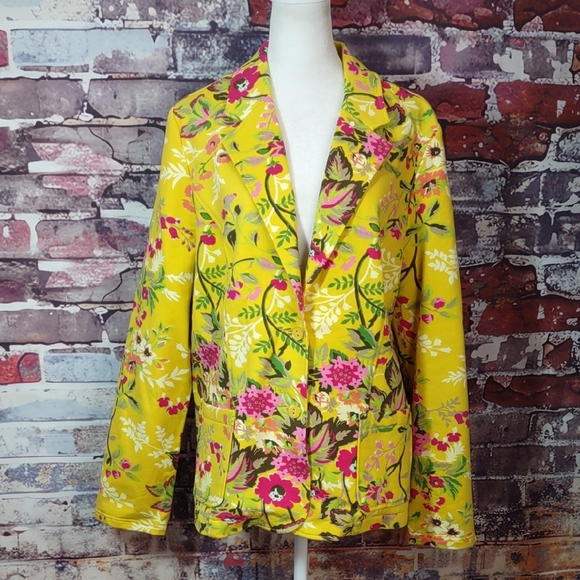 Isaac Mizrahi Jackets & Blazers - Isaac Mizrahi Floral Print Cotton Knit Jacket
